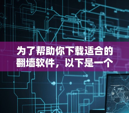 为了帮助你下载适合的翻墙软件，以下是一个清晰的指南，涵盖技术步骤、注意事项以及适用性